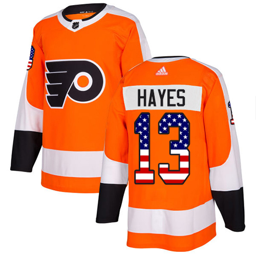 Adidas Men Philadelphia Flyers #13 Kevin Hayes Orange Home Authentic USA Flag Stitched NHL Jersey->colorado avalanche->NHL Jersey